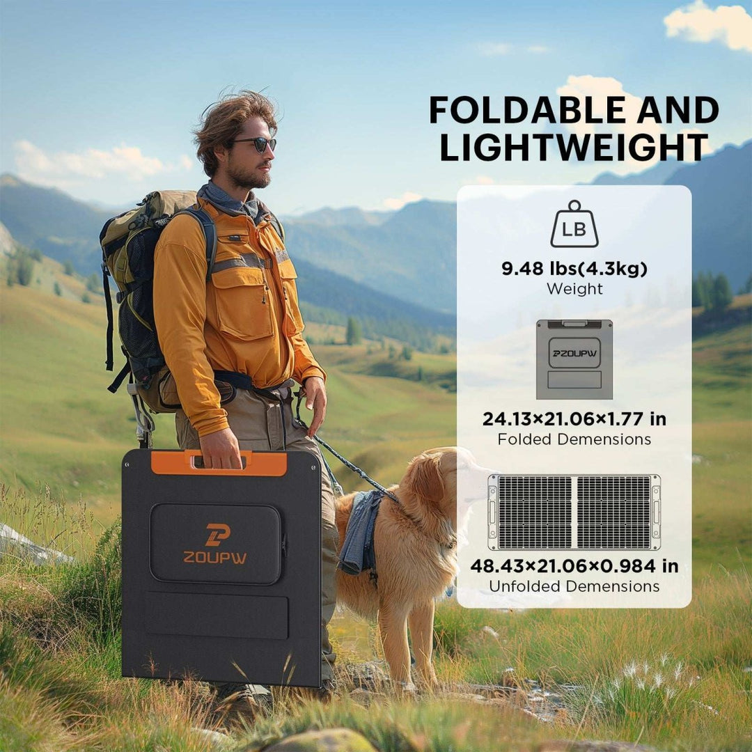 100 watt Foldable Solar Panel with solar angle guide - zoupw