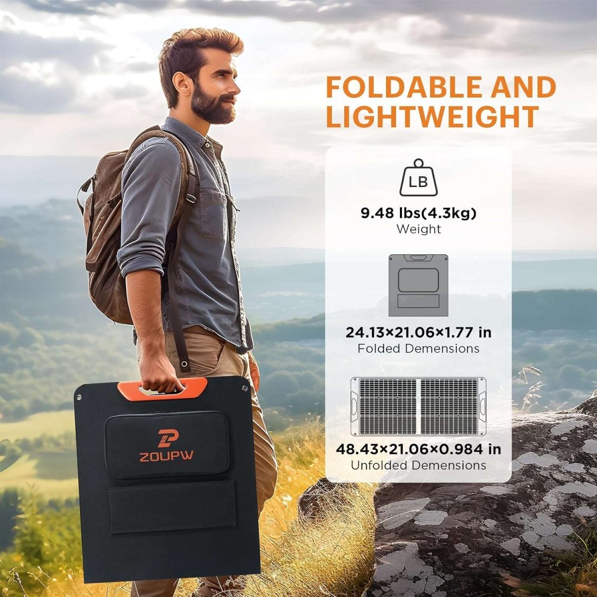 ZOUPW 100W ポータブルソーラーパネル 20V ソーラー充電器 キャンプの