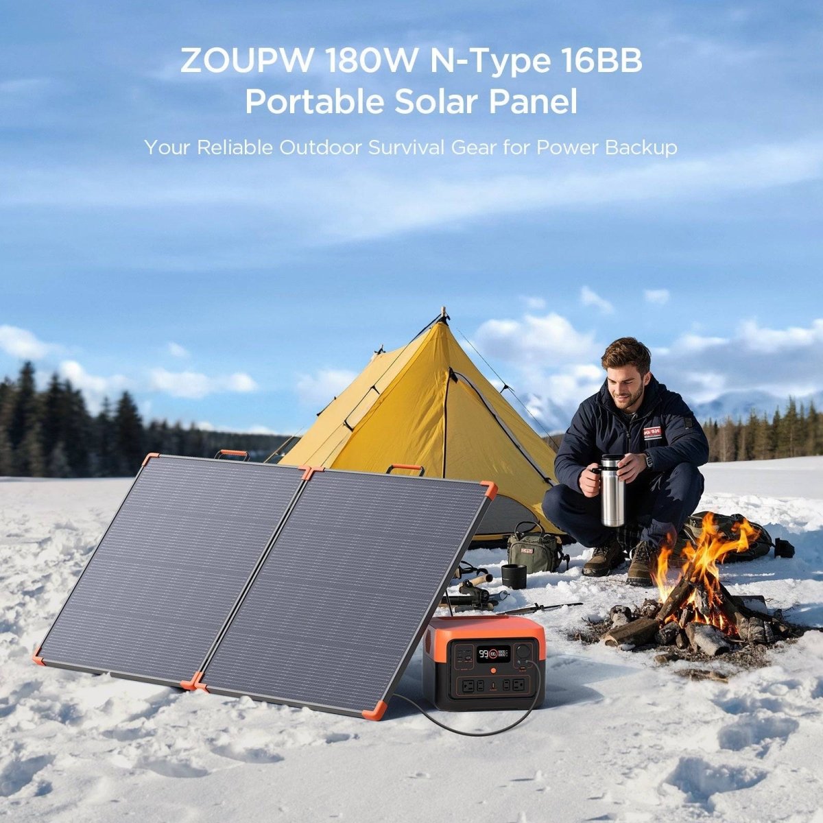 solar energy for camping ZOUPW 180W Portable Solar Panel 25% Efficient N-Type for Outdoor Power