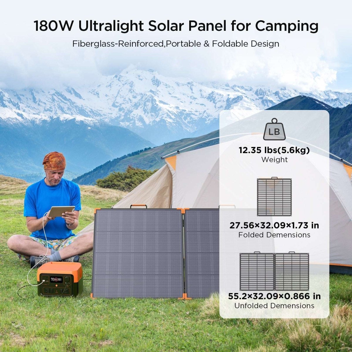 180 Watt Portable Solar Panel N - Type 16BB - zoupw