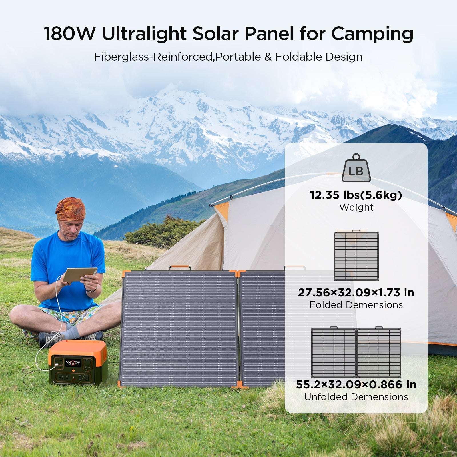 180 Watt Portable Solar Panel N-Type 16BB ZOUPW