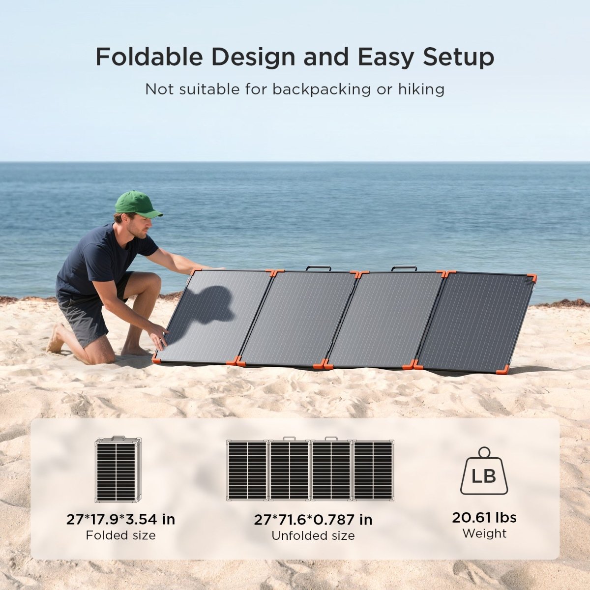ZOUPW 200W Foldable Solar Suitcase | Built-in 20A PWM Controller