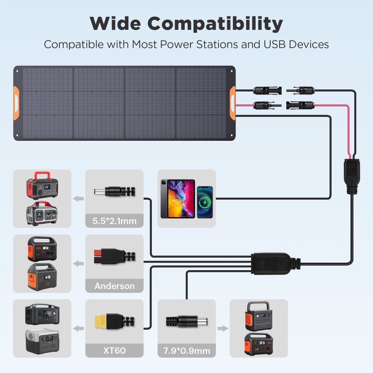 200W FoldGo Pro Portable Solar Panel 10BB - zoupw