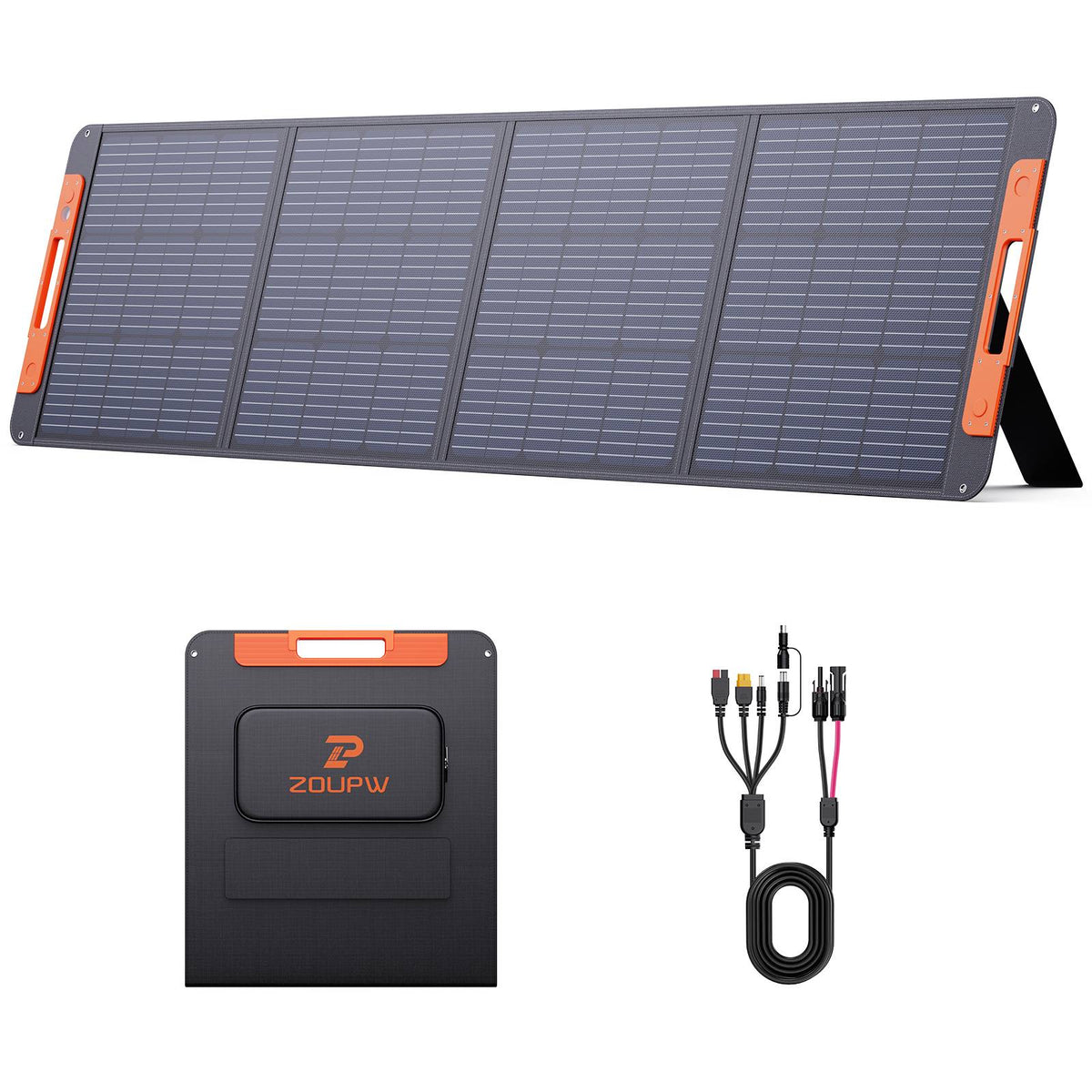 ZOUPW 200W Portable Solar Panel With Solar Angle Guide