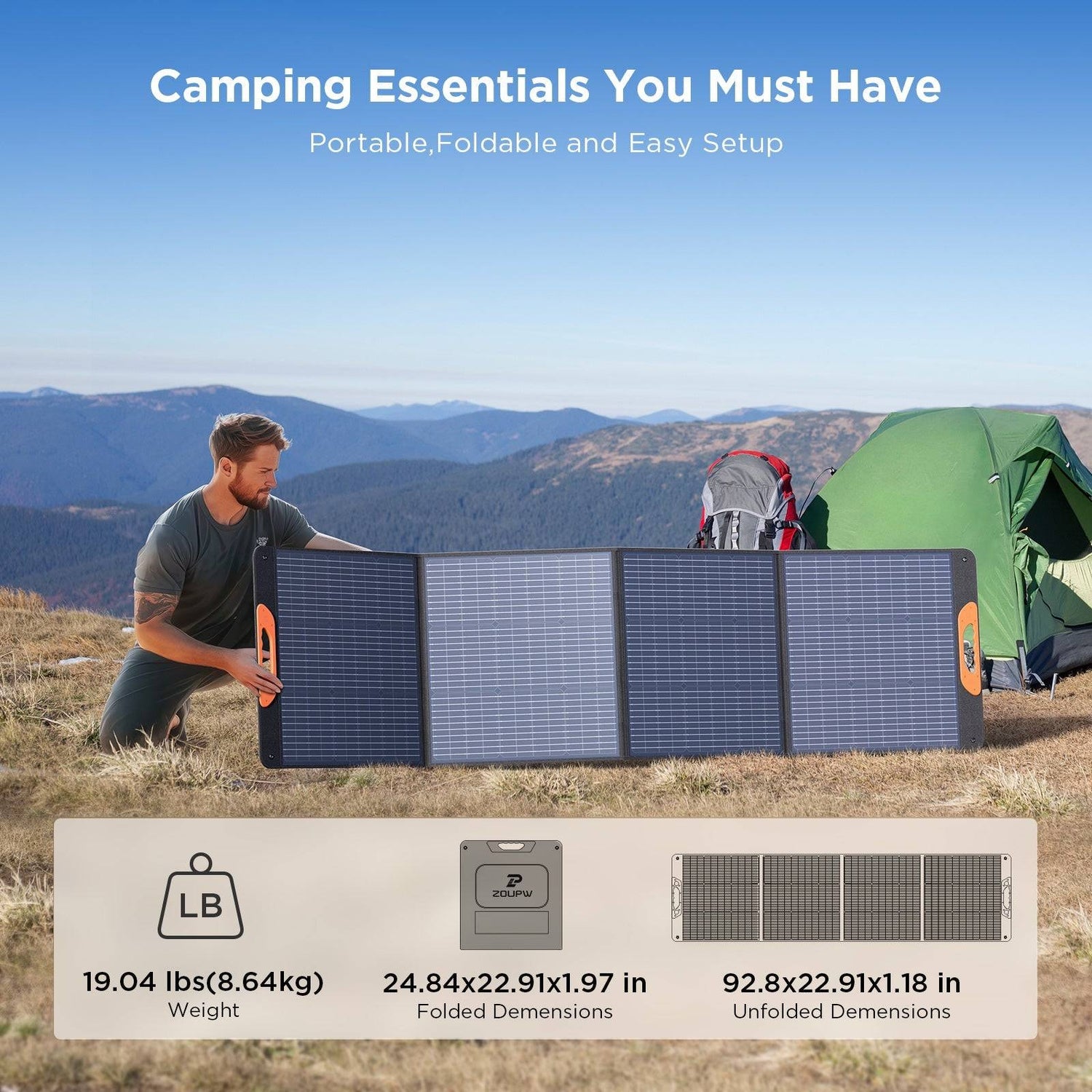 220W Portable Solar Panel 10BB ZOUPW