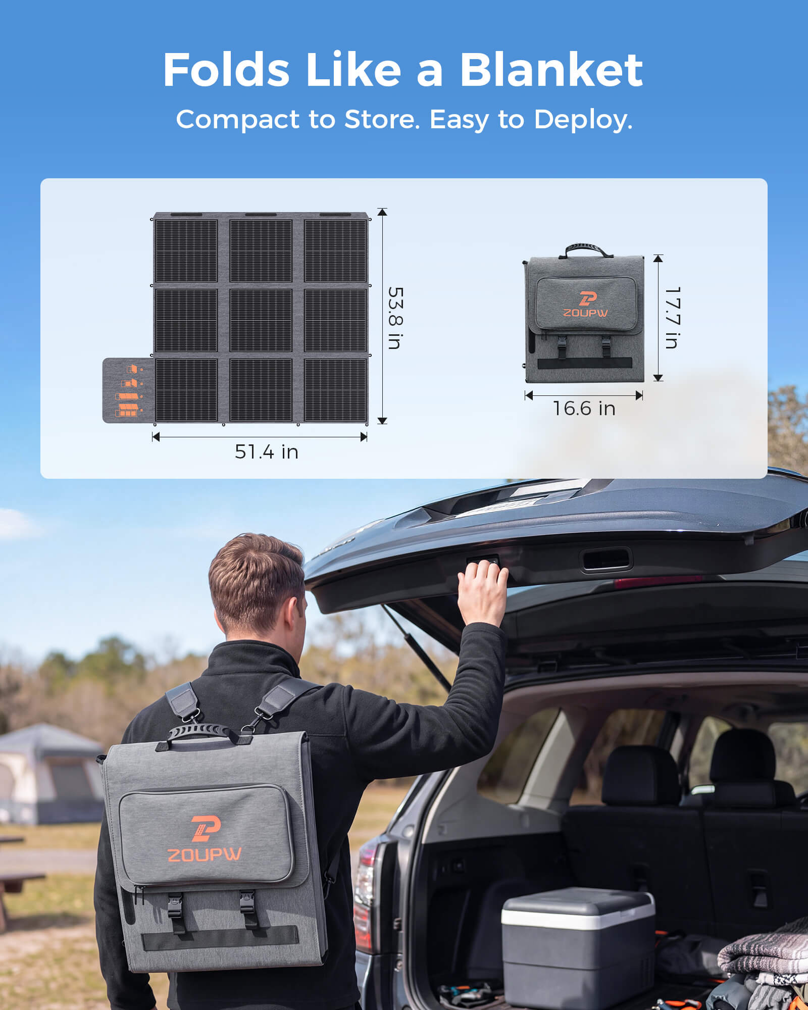 250W Modular Portable Solar Blanket | ZOUPW