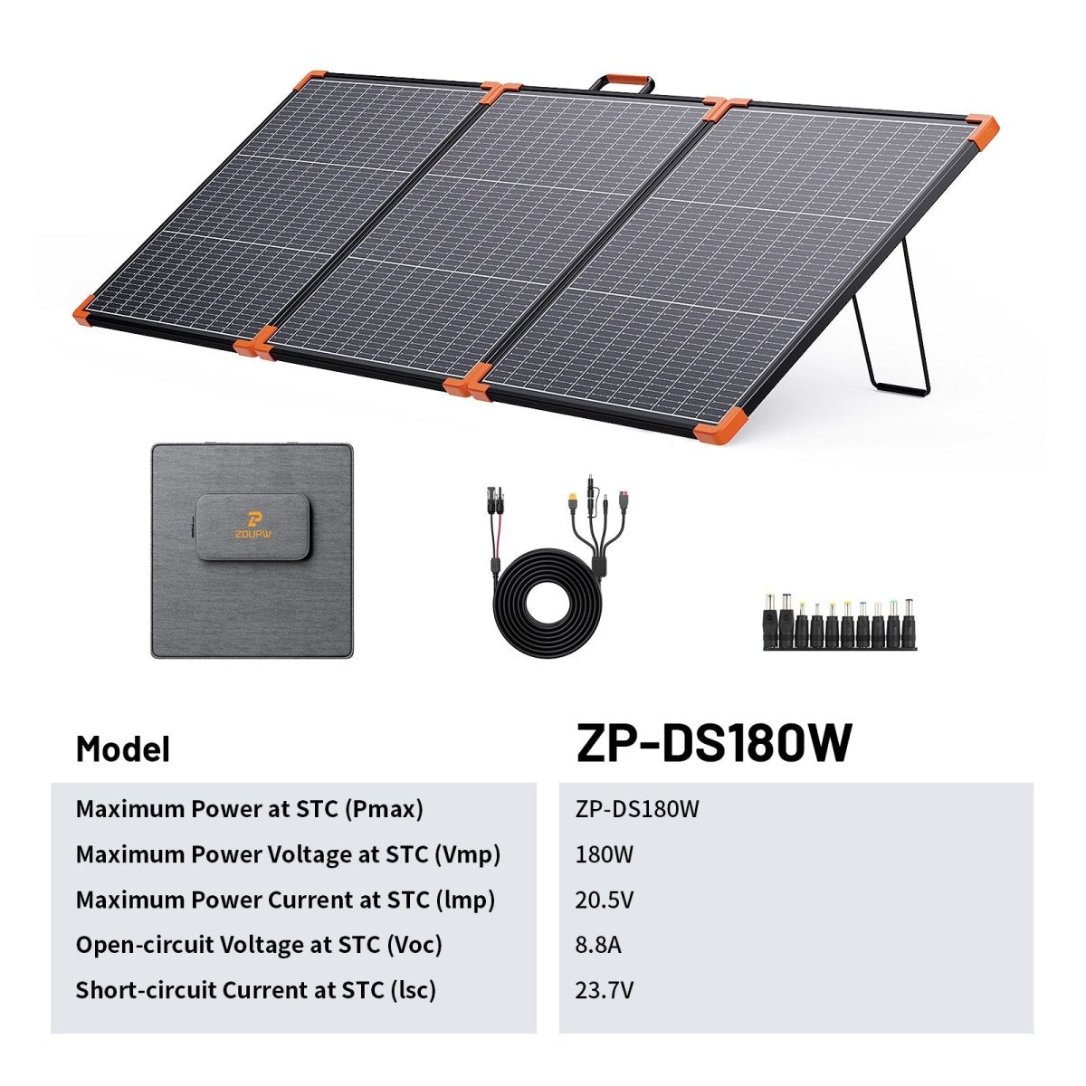 ZOUPW 180W Tri - Fold Bifacial Solar Panel - zoupw