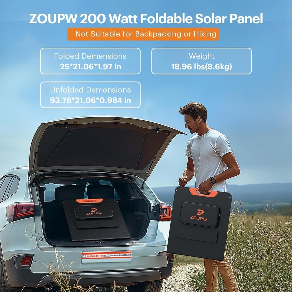 ZOUPW foldgo 200 watt foldable solar panel 23.5% Efficiency for RV